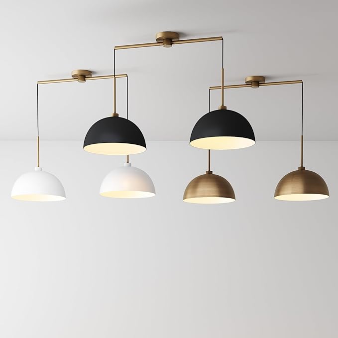 Nathan James Percy Modern 2-Light Pendant Island Light Fixture, Brass Hanging Lights with Gold Metal Shade and Adjustable Cord, for Kitchen, Living Room, Vintage Brass, Set of 2