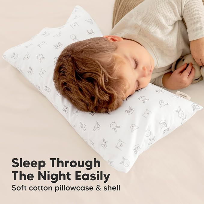 Toddler Pillow with Pillowcase - 10x18 My Little Dreamy Pillow, Organic Toddler Pillows for Sleeping, Kids Pillow, Small Pillows, Toddler Travel Pillows for Sleeping, Toddler Bed Pillows (KeaDoodles)