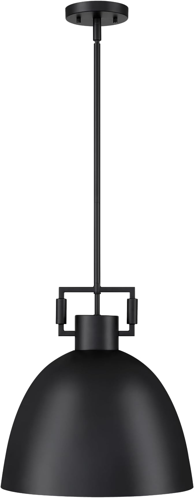 Nathan James Leigh Pendant Lighting, Hanging Ceiling Light with Oversized Metal Shade and Adjustable Cord, for Kitchen Island or Entryway, Matte Black, Set of 2