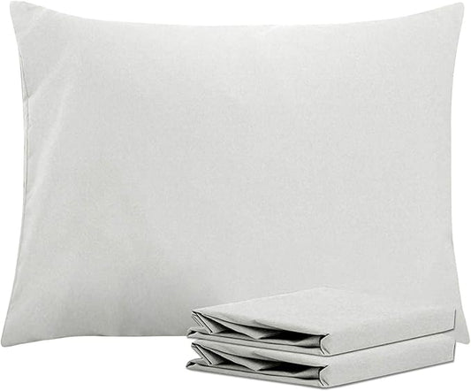 Toddler Pillowcase Set of 2 PC 600 TC 100% Egyptian Cotton Toodler 12x16 Inch Small Baby Travel Pillow Case Envelope Closer Decorative Soft Cozy Travel Kids Nursery Pillow Cases, Light Grey Solid