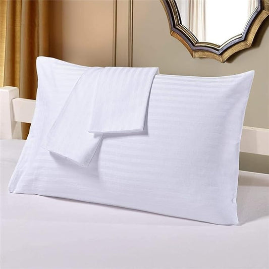 Toddler Pillowcase Set of 2 PC 600 TC 100% Egyptian Cotton Toodler 12x16 Inch Small Baby Travel Pillow Case Envelope Closer Decorative Soft Cozy Travel Kids Nursery Pillow Cases, White Stripe