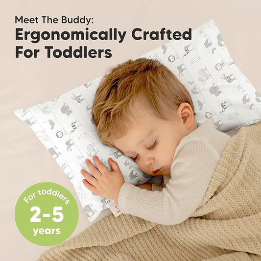 Toddler Pillow with Pillowcase - 10x18 My Little Dreamy Pillow, Organic Toddler Pillows for Sleeping, Kids Pillow, Small Pillows, Toddler Travel Pillows for Sleeping, Toddler Bed Pillows (Savannah)