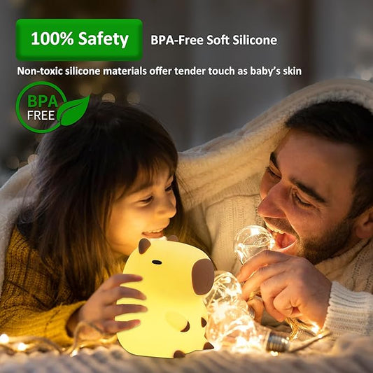 Capybara Gifts for Girl, Capybara Night Light, Capybara Lamp, Dorm Decor Cute Lamp for Nursery, ABS+SIL, Touch Control, Portable and Rechargeable Dimmable, Birthday Gifts for Boys Girls