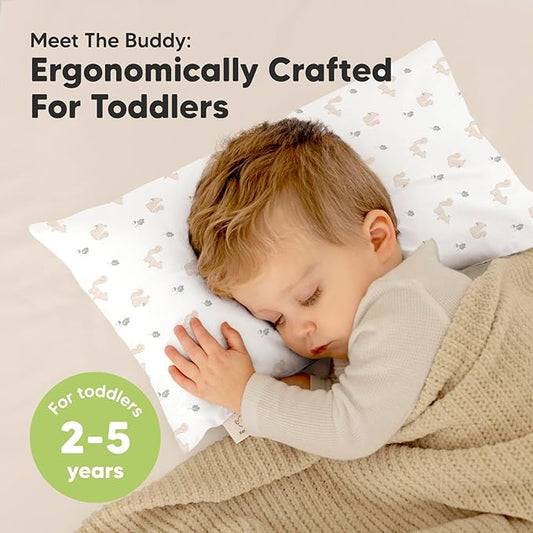 Toddler Pillow with Pillowcase - 10x18 My Little Dreamy Pillow, Organic Toddler Pillows for Sleeping, Kids Pillow, Small Pillows, Toddler Travel Pillows for Sleeping, Toddler Bed Pillows (Nibbles)