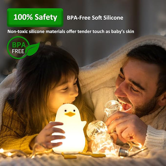 Duck Night Light, Duck Gifts for Girl, Kids Night Light Lamp Gifts Bedside Lamp for Nursery, ABS+SIL, Touch Control, Portable and Rechargeable Dimmable, Birthday Gifts for Boys Girls ( Duck with Hat)